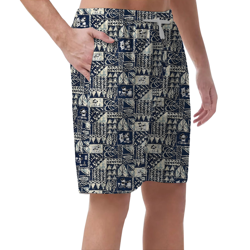 Steamboat Willie 1928 Mickey Vintage Tapa Aloha Beach Shorts For Men