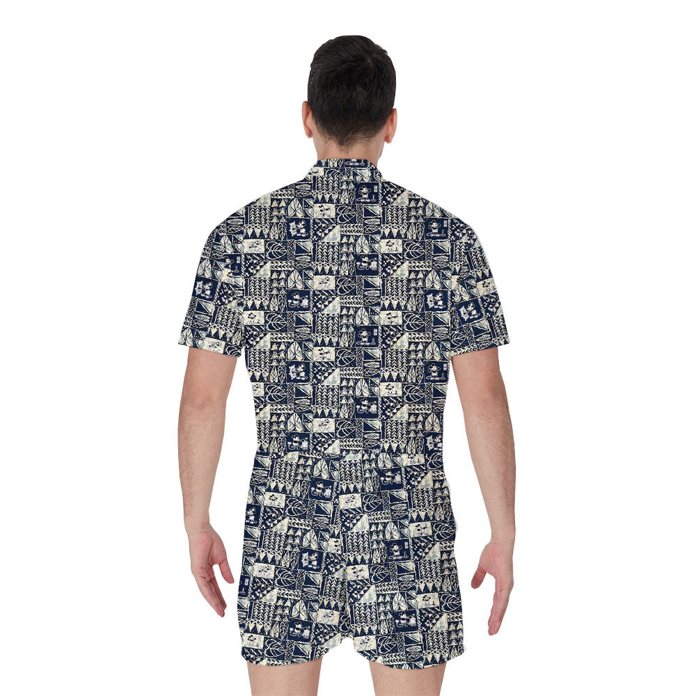 Classic Mickey Steamboat Willie Tapa Vintage Hawaiian Romper For Men