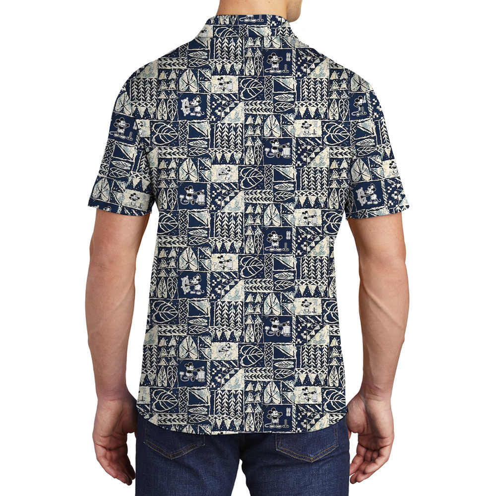Cute Mickey Steamboat Willie Vintage Tapa Men's Hawaiian Polo Shirt