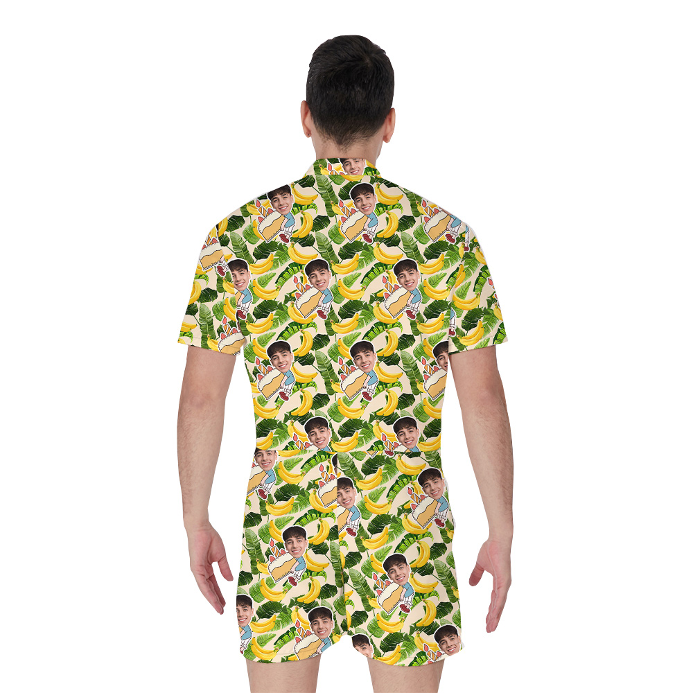 Custom Face Hawaiian Men Romper for Birthday with Banana