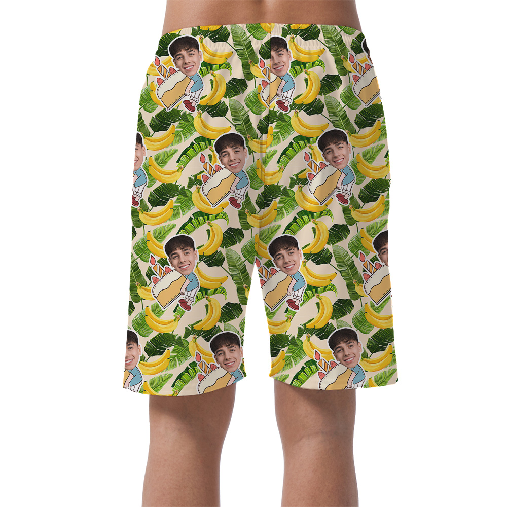 Custom Face Hawaiian Men Short for Birthday with Banana