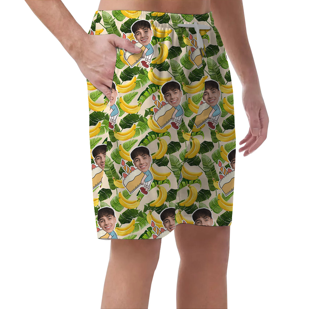 Custom Face Hawaiian Men Short for Birthday with Banana