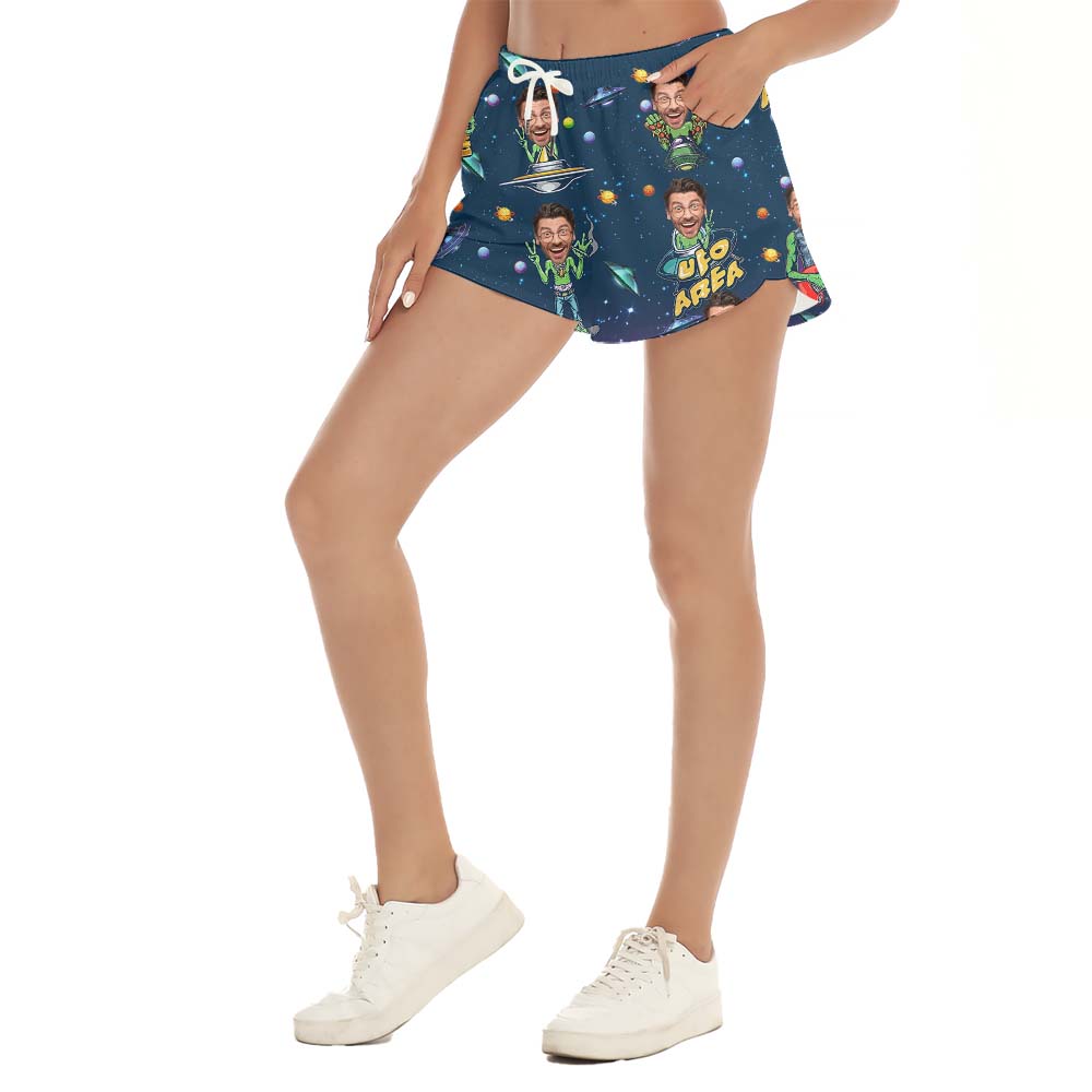 Custom Face UFO Alien Women Shorts