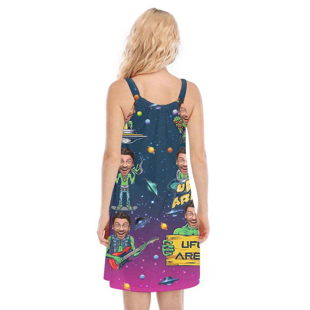 Cool Alien Women's Cami Dress With Face