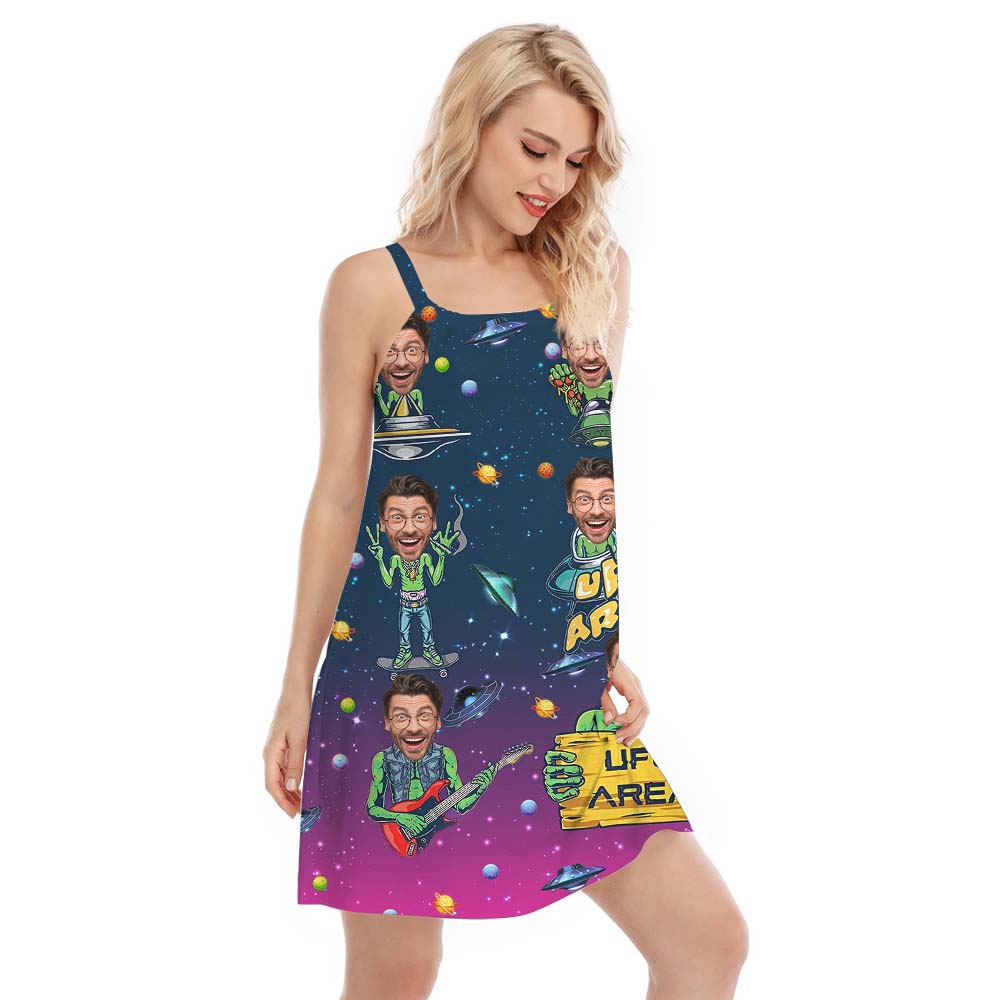 Cool Alien Women's Cami Dress With Face