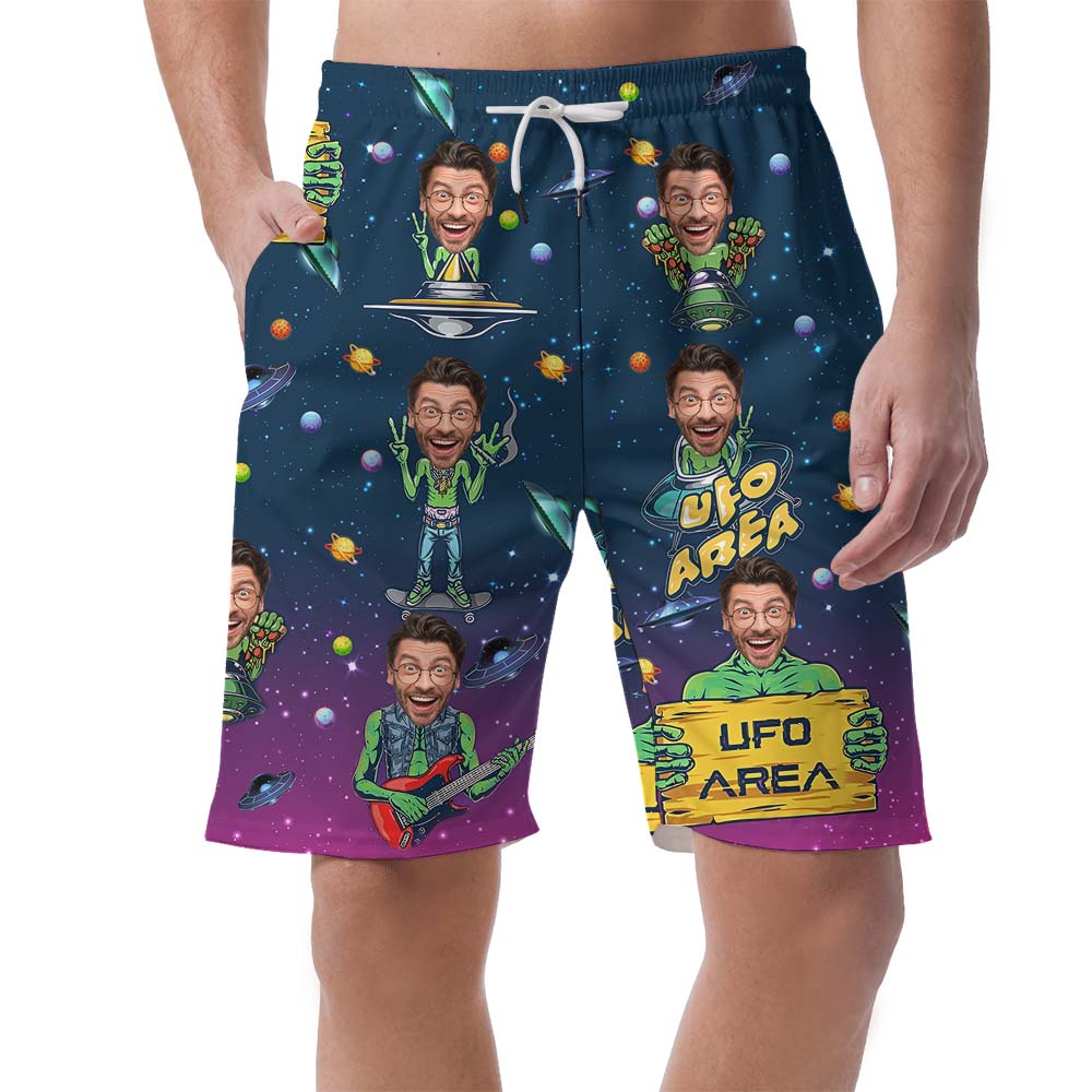 UFO Custom Face Men's Hawaiian Shorts - variant image 1