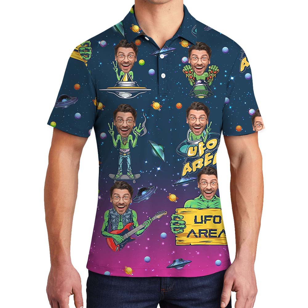 Alien Men's Polo Shirt With Faces - variant image 1