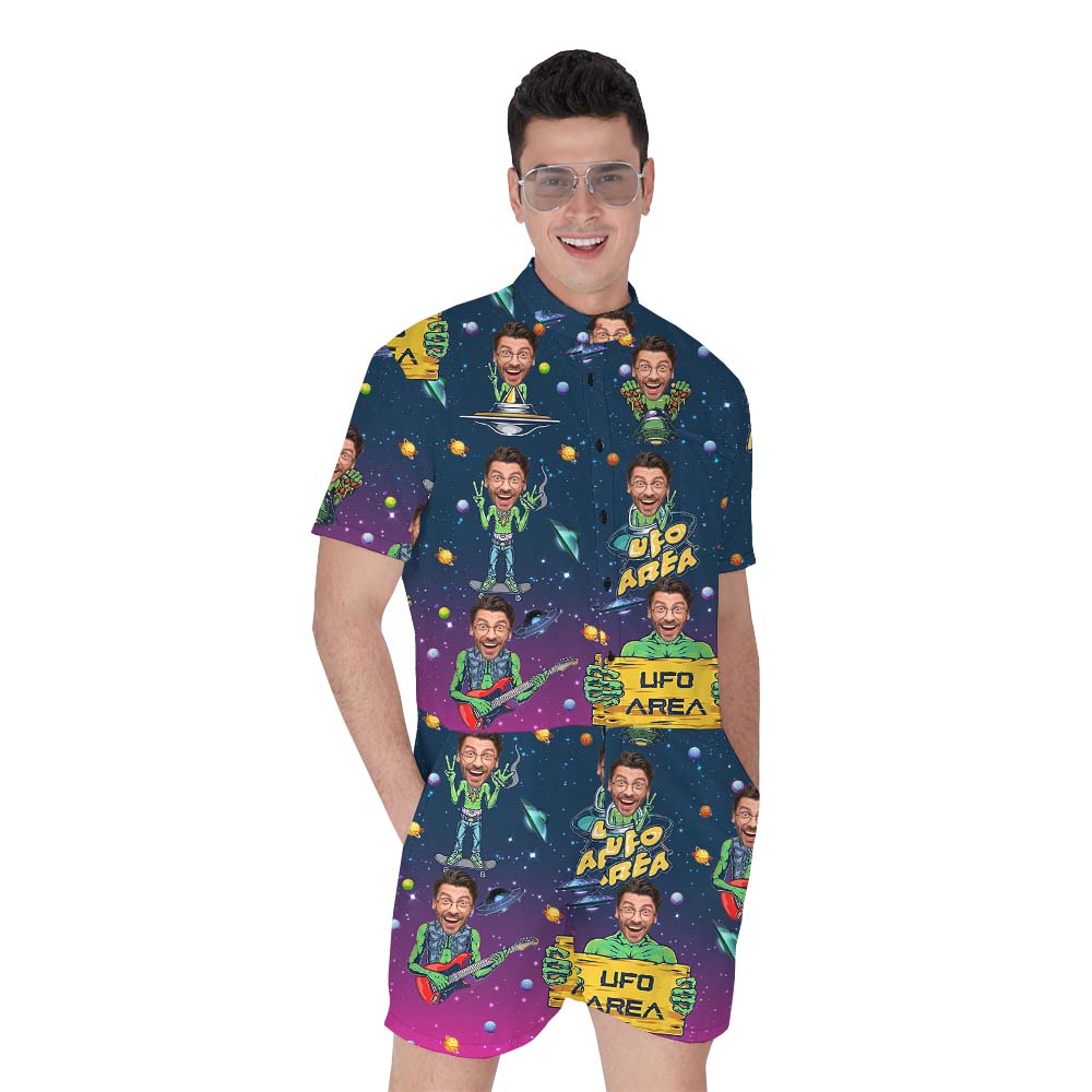 Custom Face Alien UFO Men's Romper - variant image 1