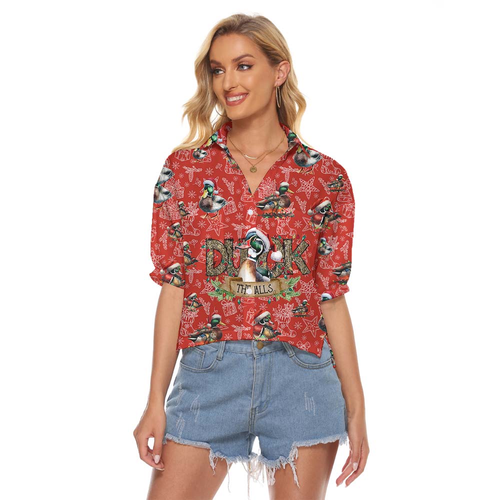 The Halls Duck Xmas Women's Cropped Shirt - variant image 1