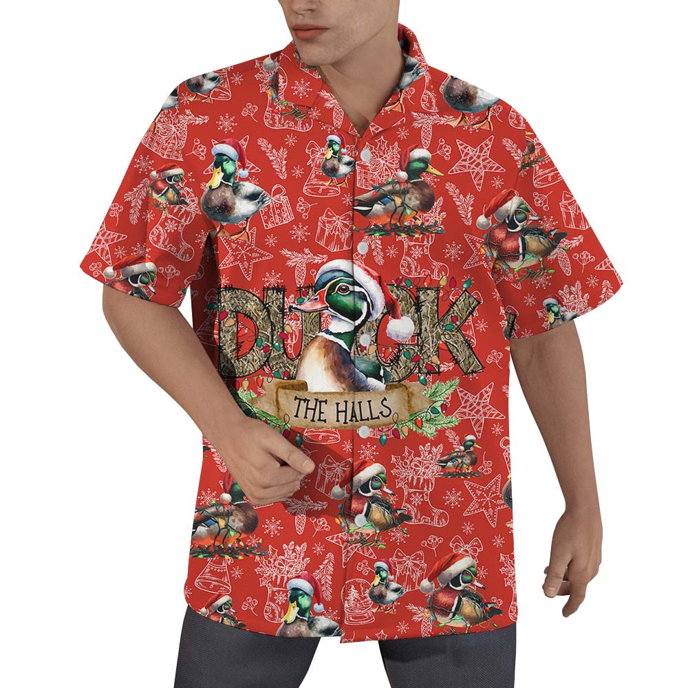 Christmas Duck The Halls Hawaiian Shirt Men - variant image 1