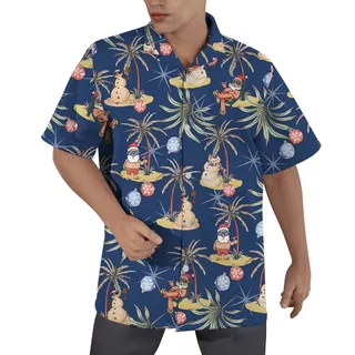 Santa Holiday With Snowman Hawaiian Shirt Men
