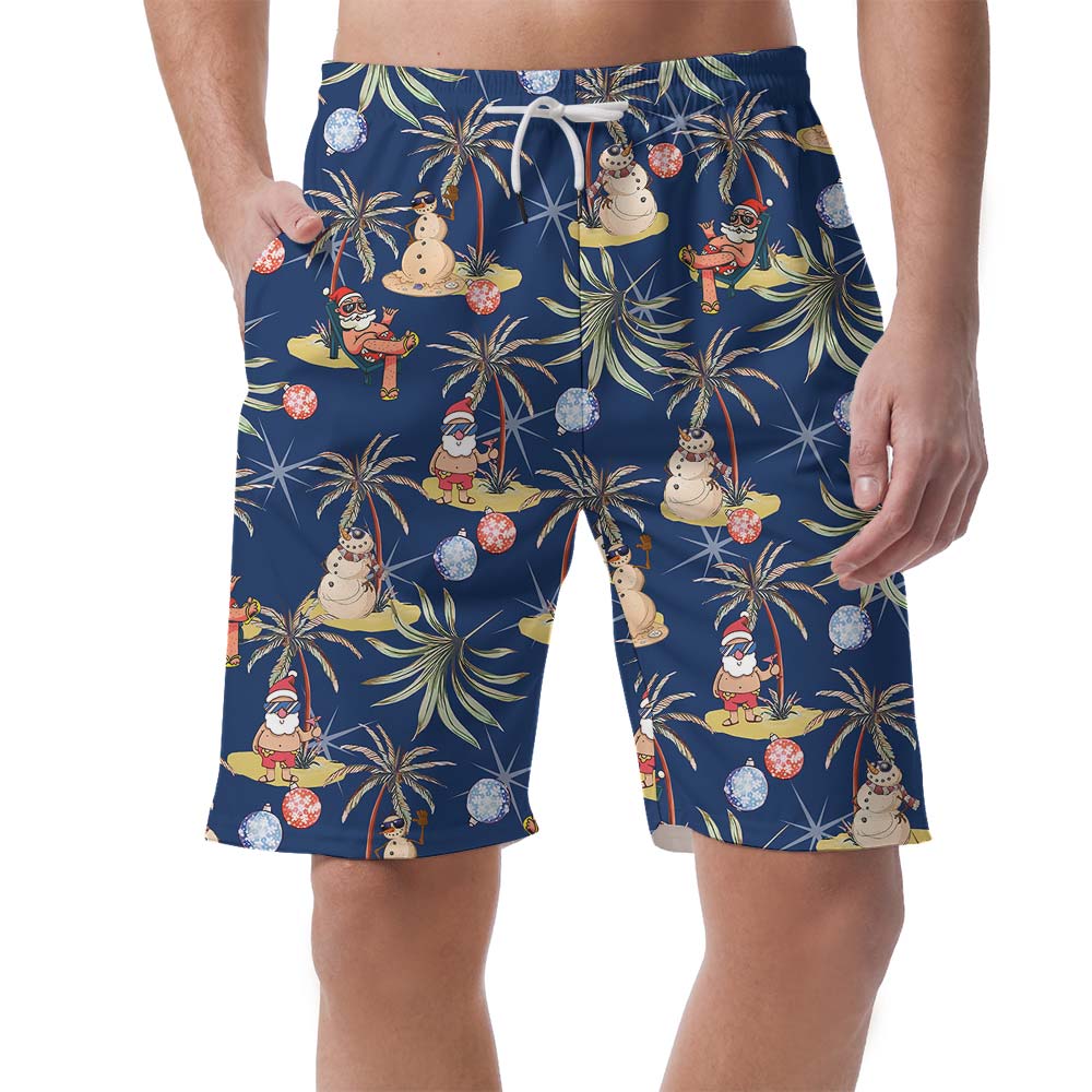 Xmas Santa Navy Hawaiian Men's Shorts - variant image 1
