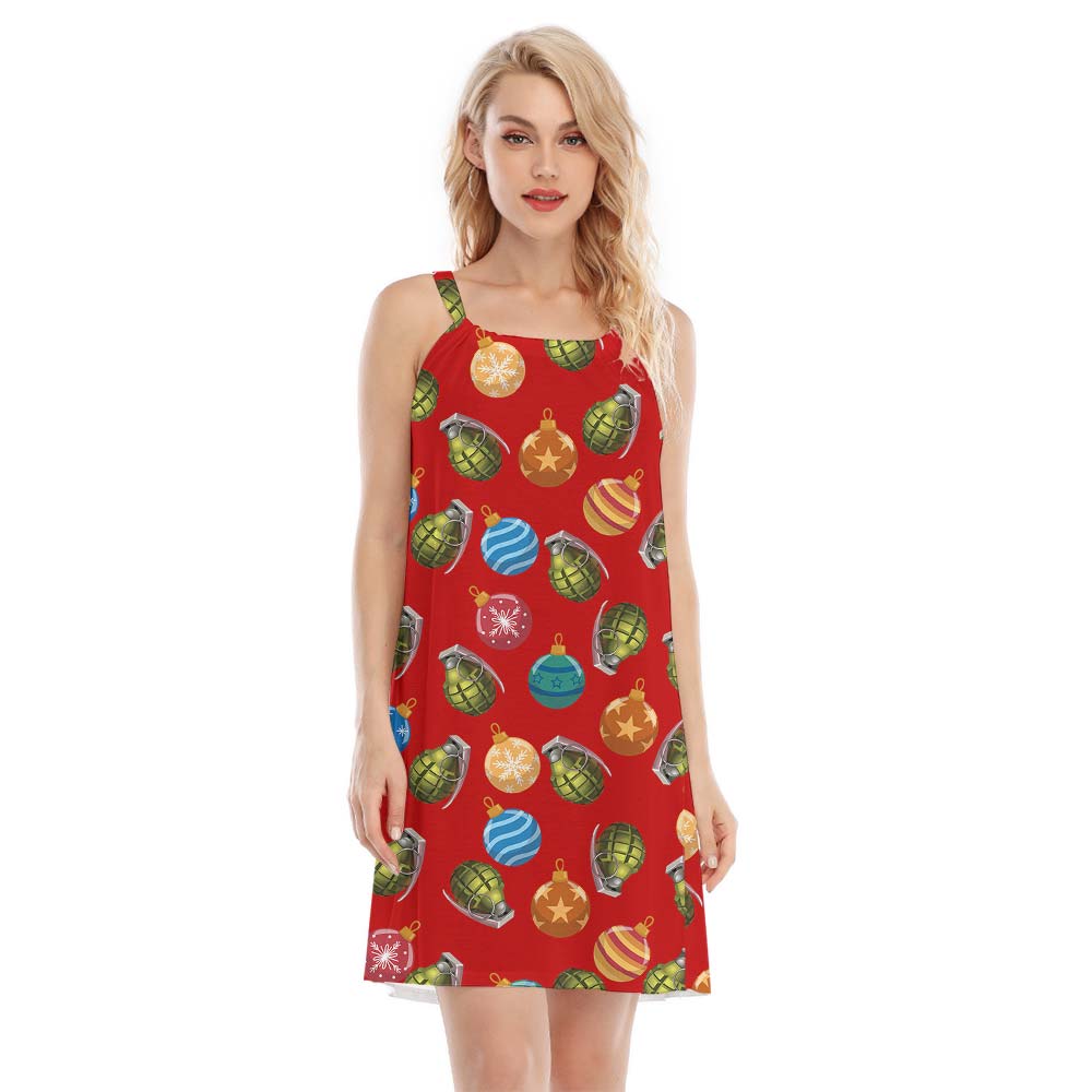 Hawaiian Cami Dress With Baubles Christmas Pattern - variant image 1