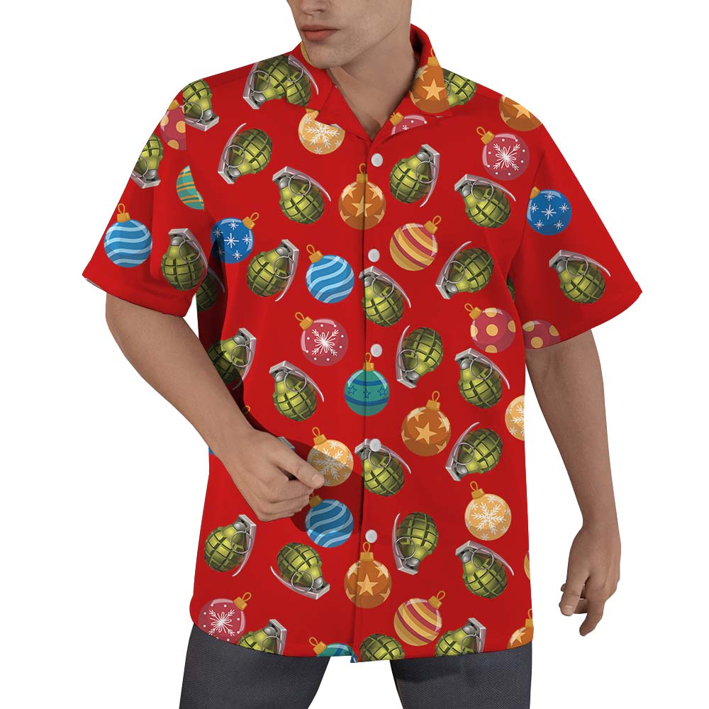 Grenade Christmas Balls Hawaiian Shirt For Men - variant image 1
