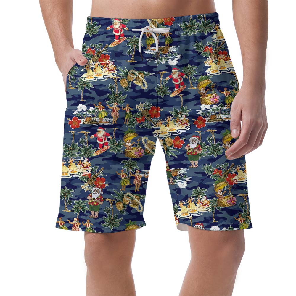 Hawaiian Men's Beach Shorts With Santa Pattern - variant image 1