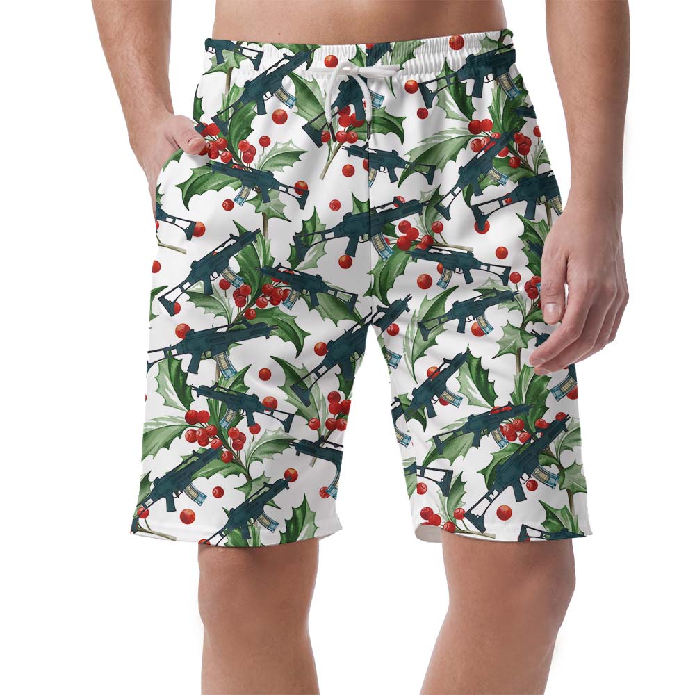 Gun With Christmas Symbol Hawaiian Men's Shorts - variant image 1