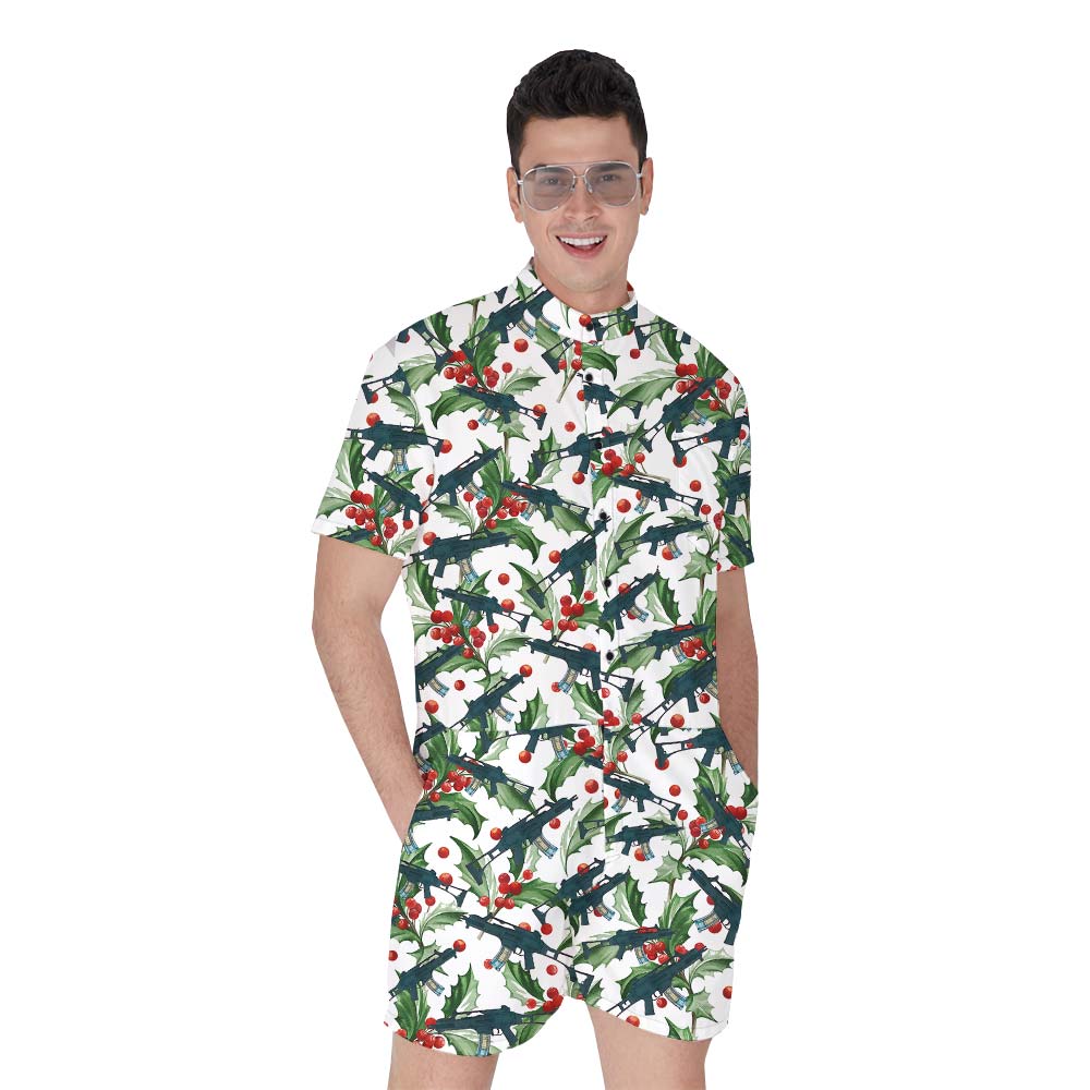 Christmas Pattern Gun Military Men's Romper - variant image 1