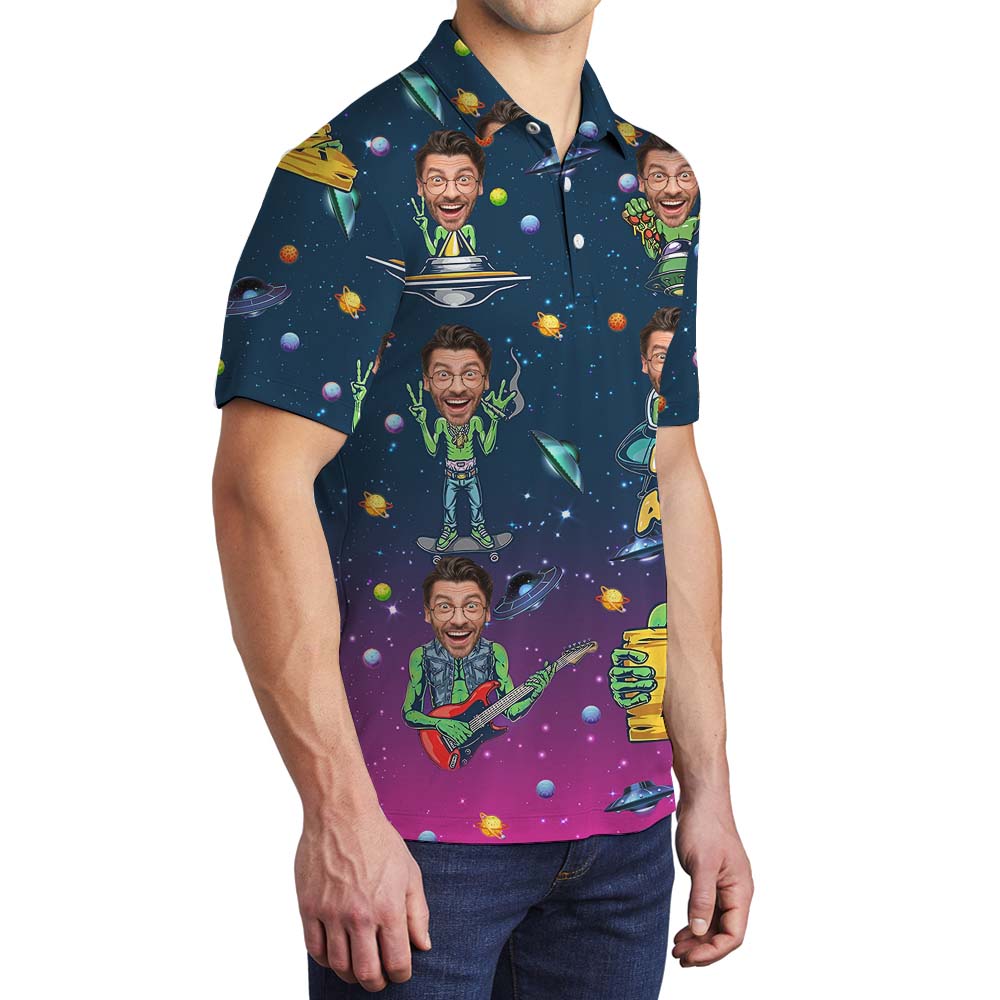 Alien Men's Polo Shirt With Faces