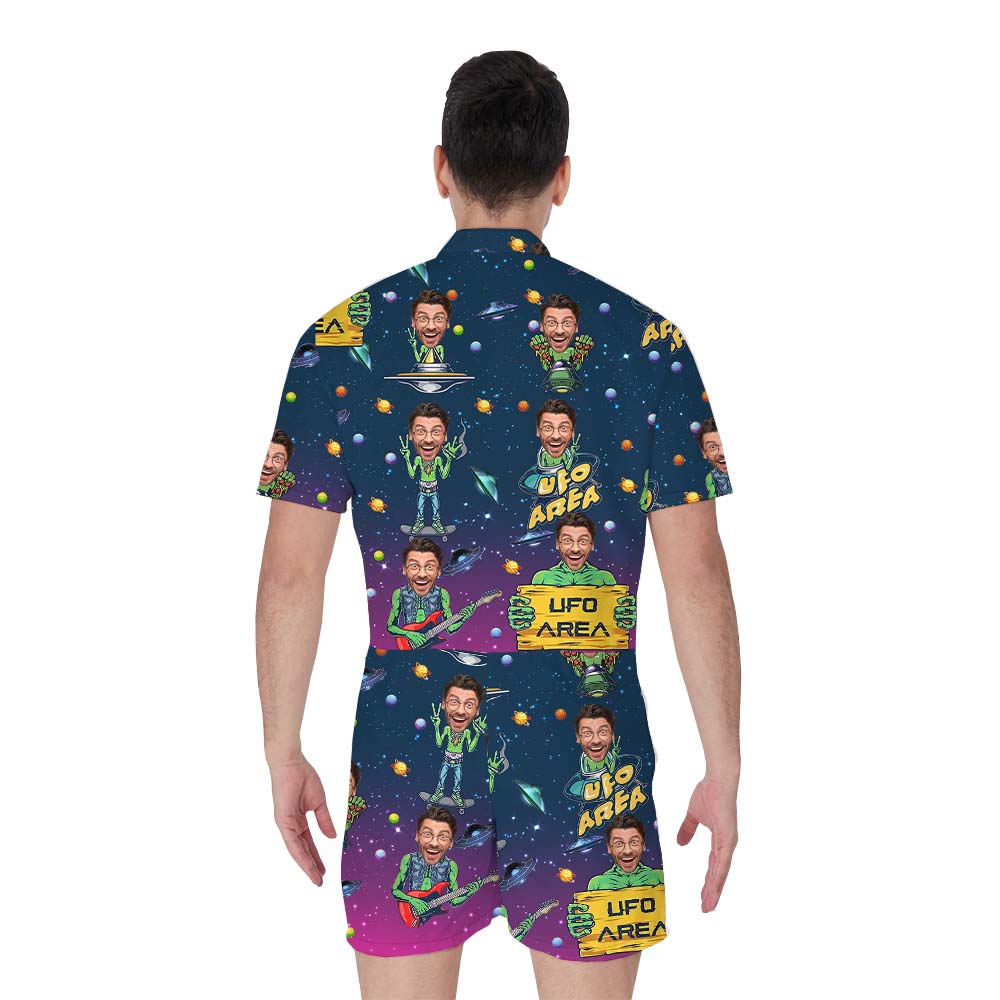 Custom Face Alien UFO Men's Romper