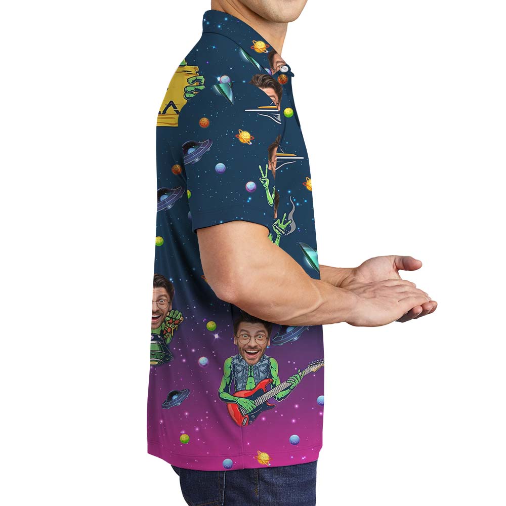 Alien Men's Polo Shirt With Faces
