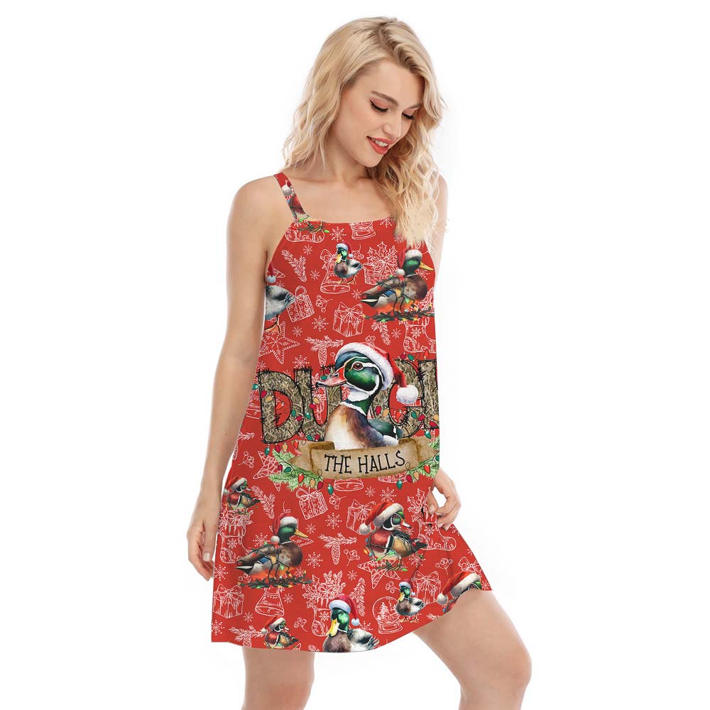 Duck Christmas The Halls Women's Cami Dress