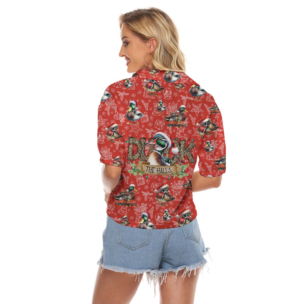 The Halls Duck Xmas Women's Cropped Shirt