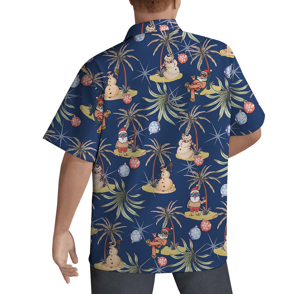 Santa Holiday With Snowman Hawaiian Shirt Men