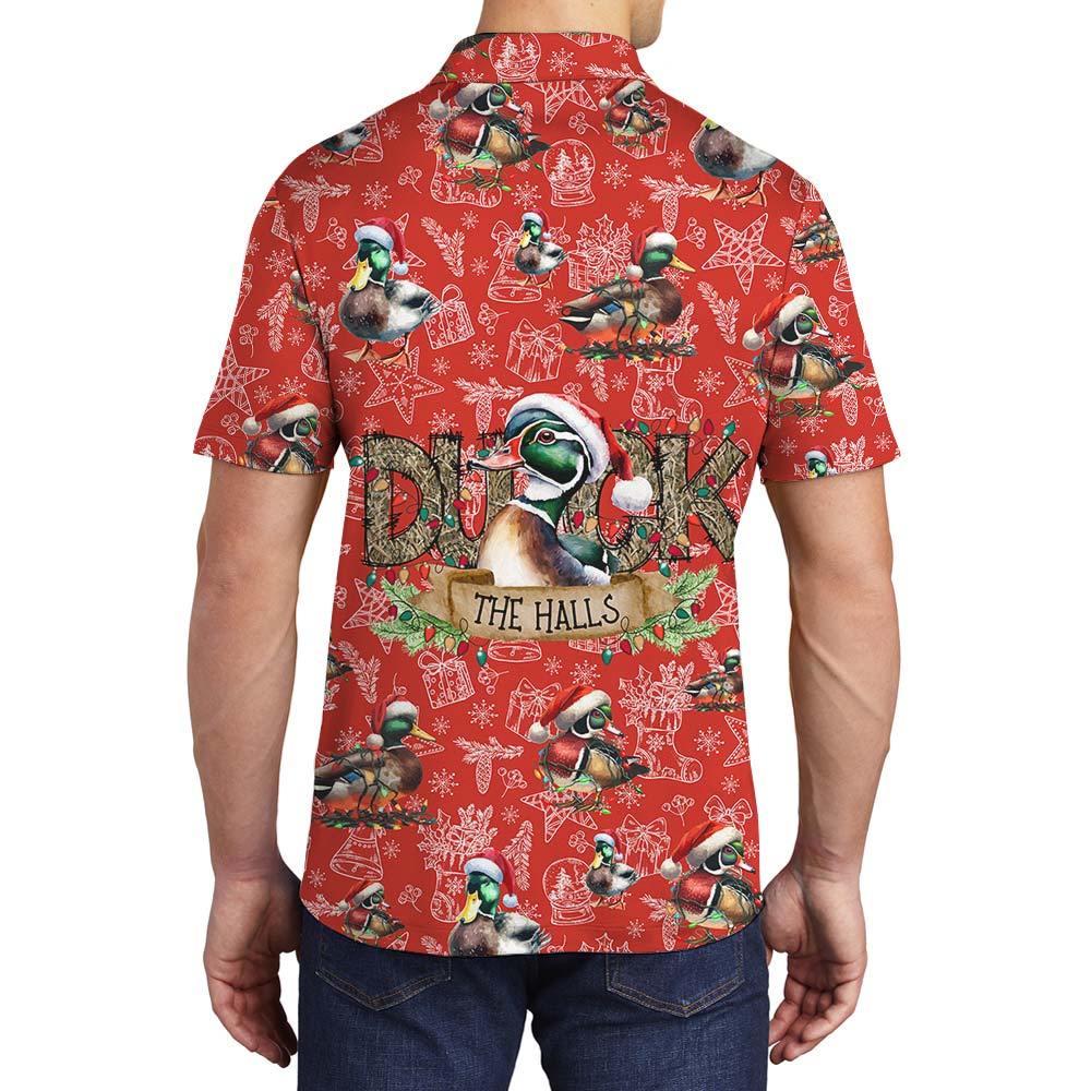 Christmas Men's Polo With Cute Duck