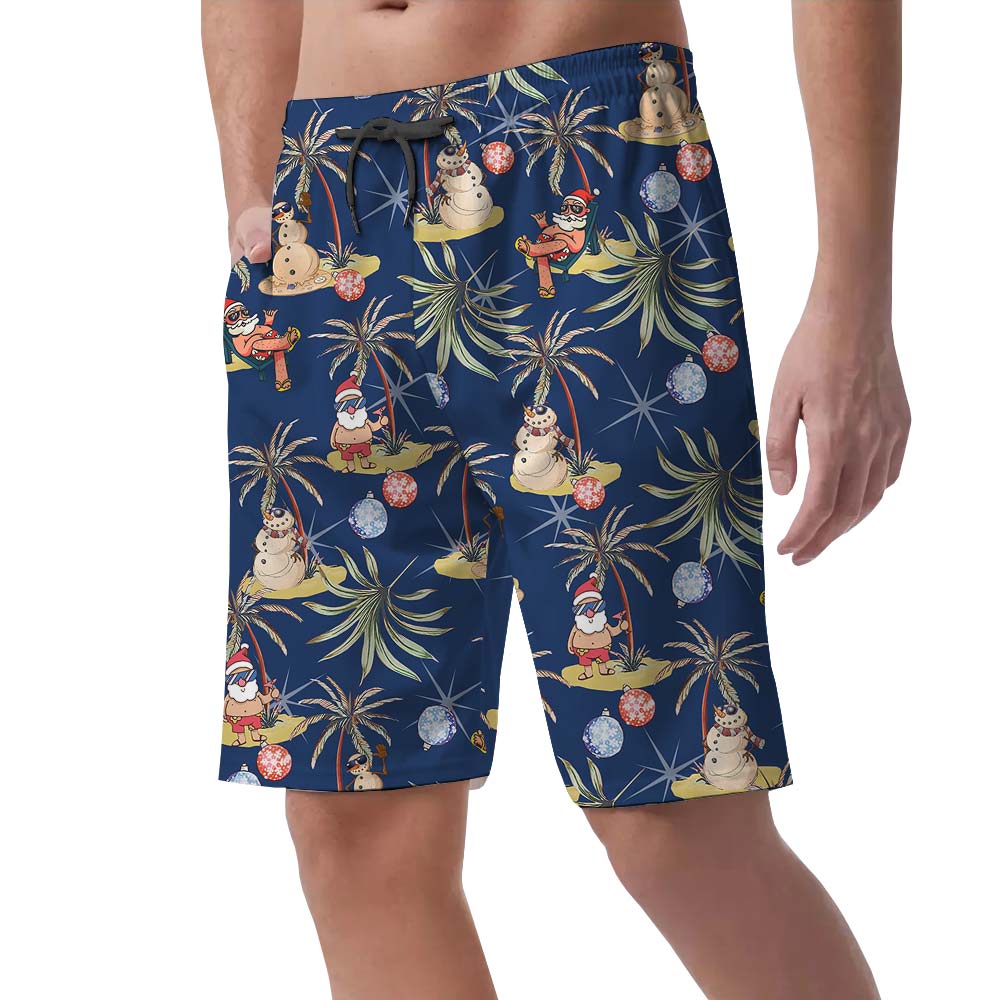 Xmas Santa Navy Hawaiian Men's Shorts