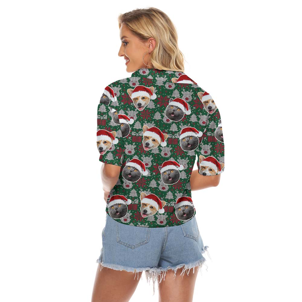 Custom Women's Cropped Shirt With Multiple Pet Faces
