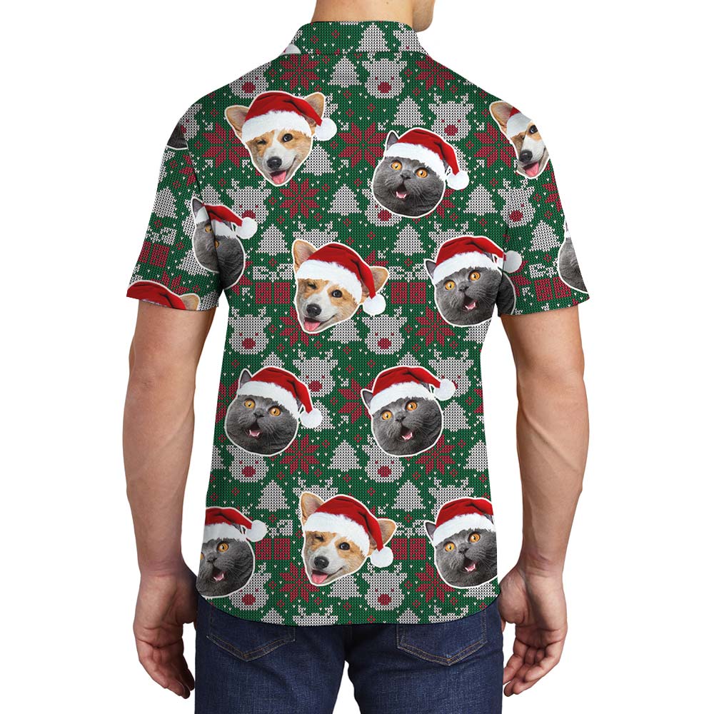 Cute Custom Dog And Cat Face In Men's Polo
