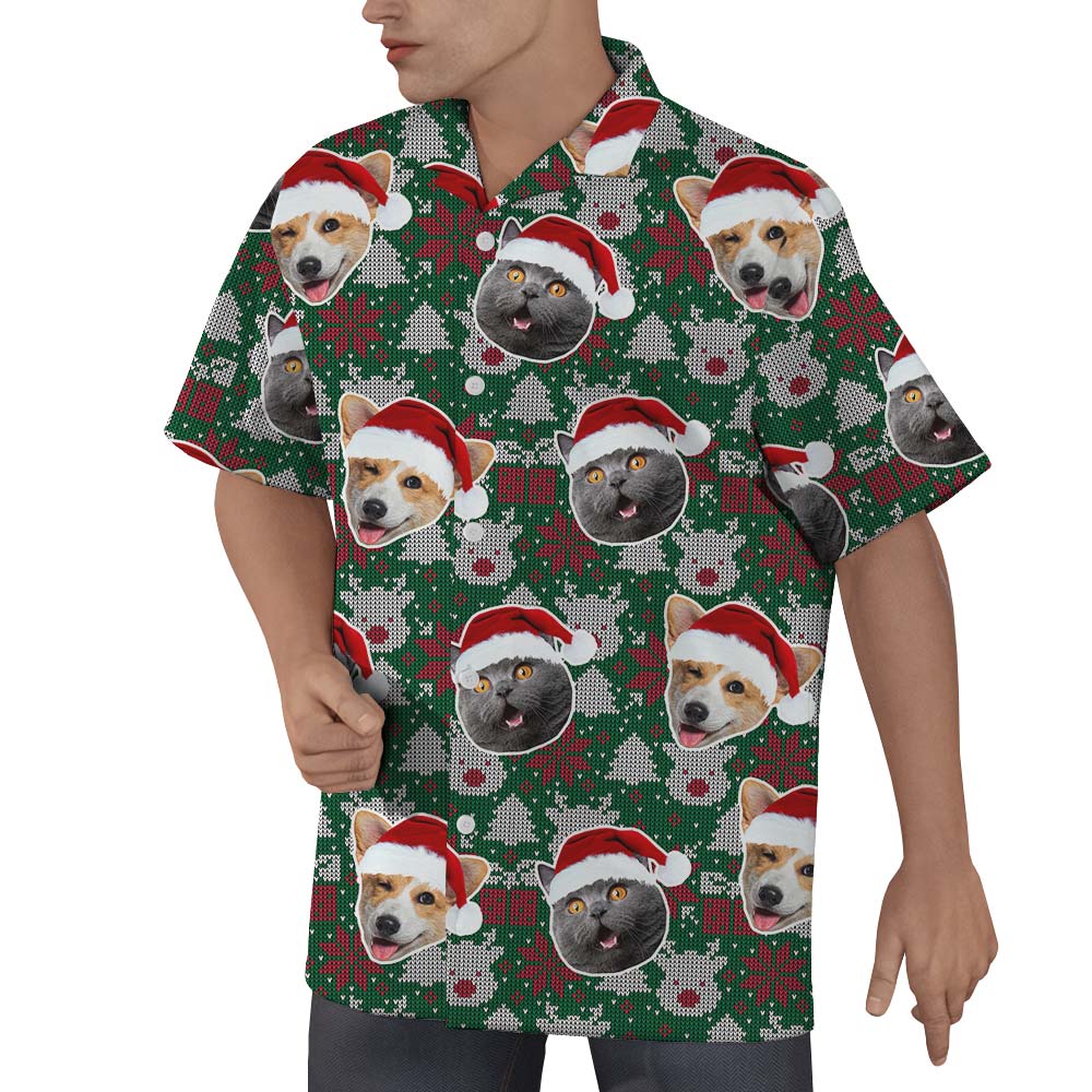 Christmas Custom Men Shirt With Multiple Pet's Faces