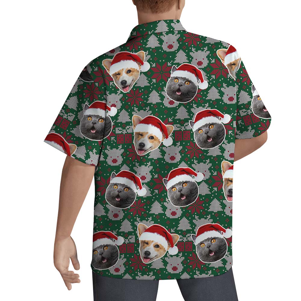 Christmas Custom Men Shirt With Multiple Pet's Faces