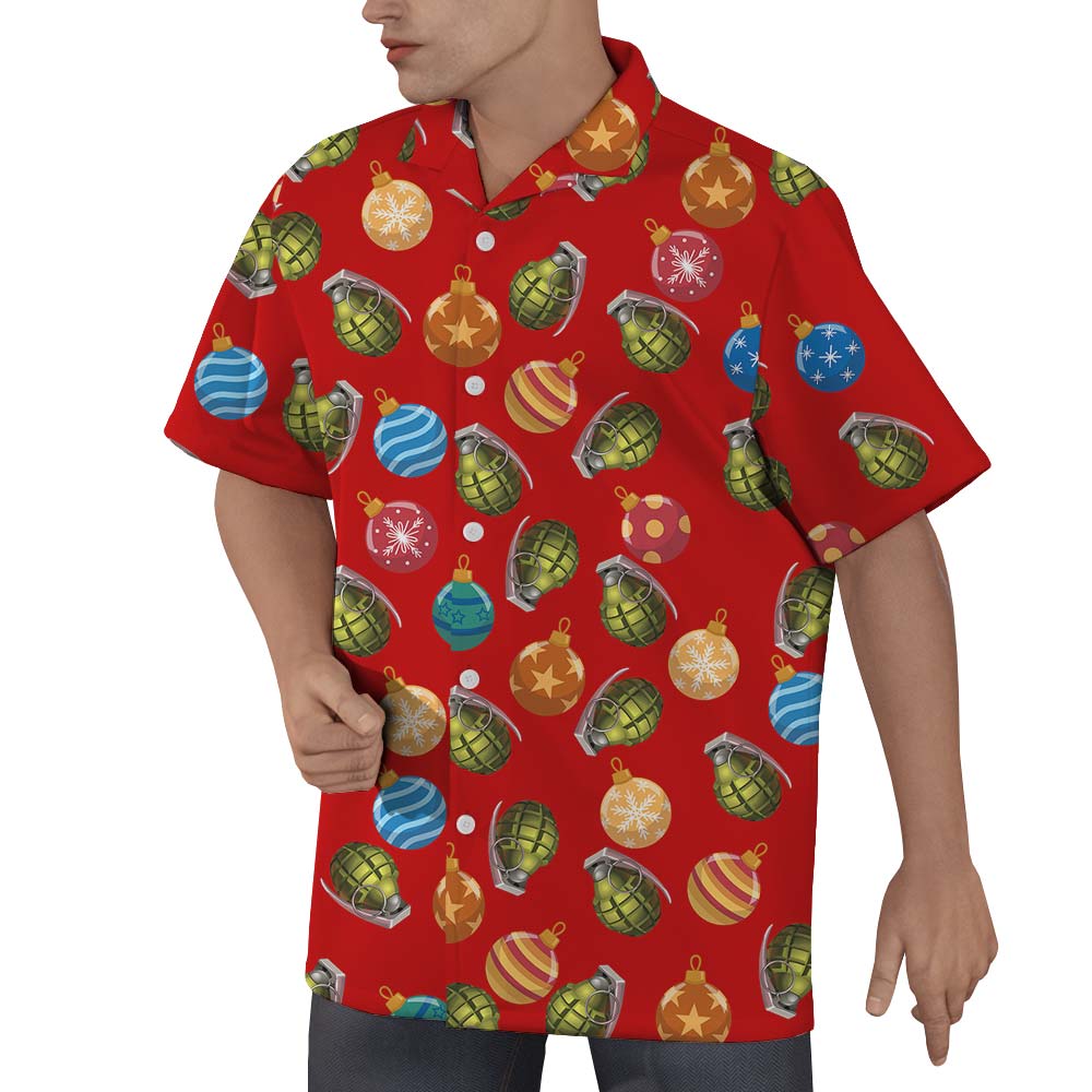 Grenade Christmas Balls Hawaiian Shirt For Men