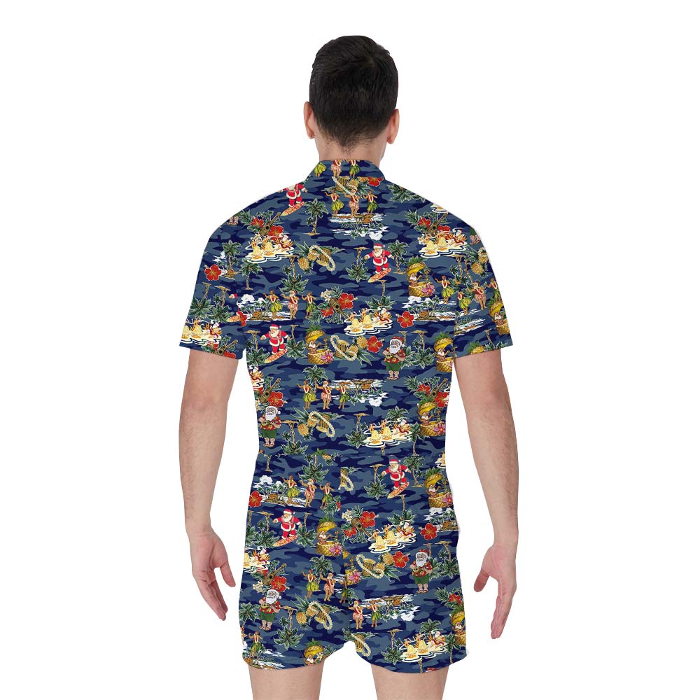 Aloha Men's Romper With Santa Claus Vacation