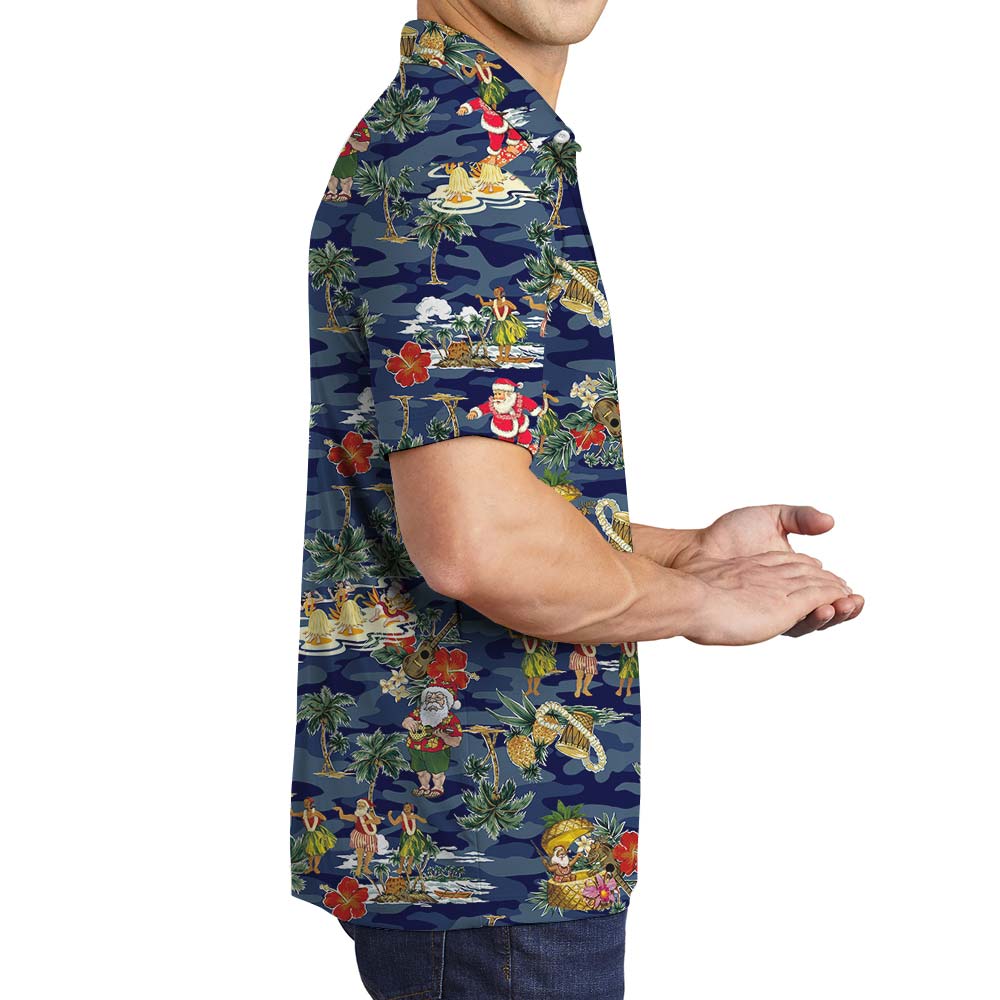 Xmas Santa In Vacation Tropical Men's Polo