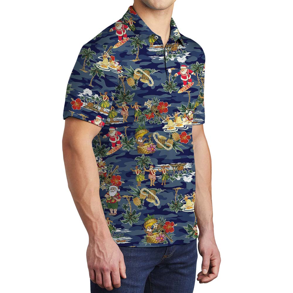 Xmas Santa In Vacation Tropical Men's Polo