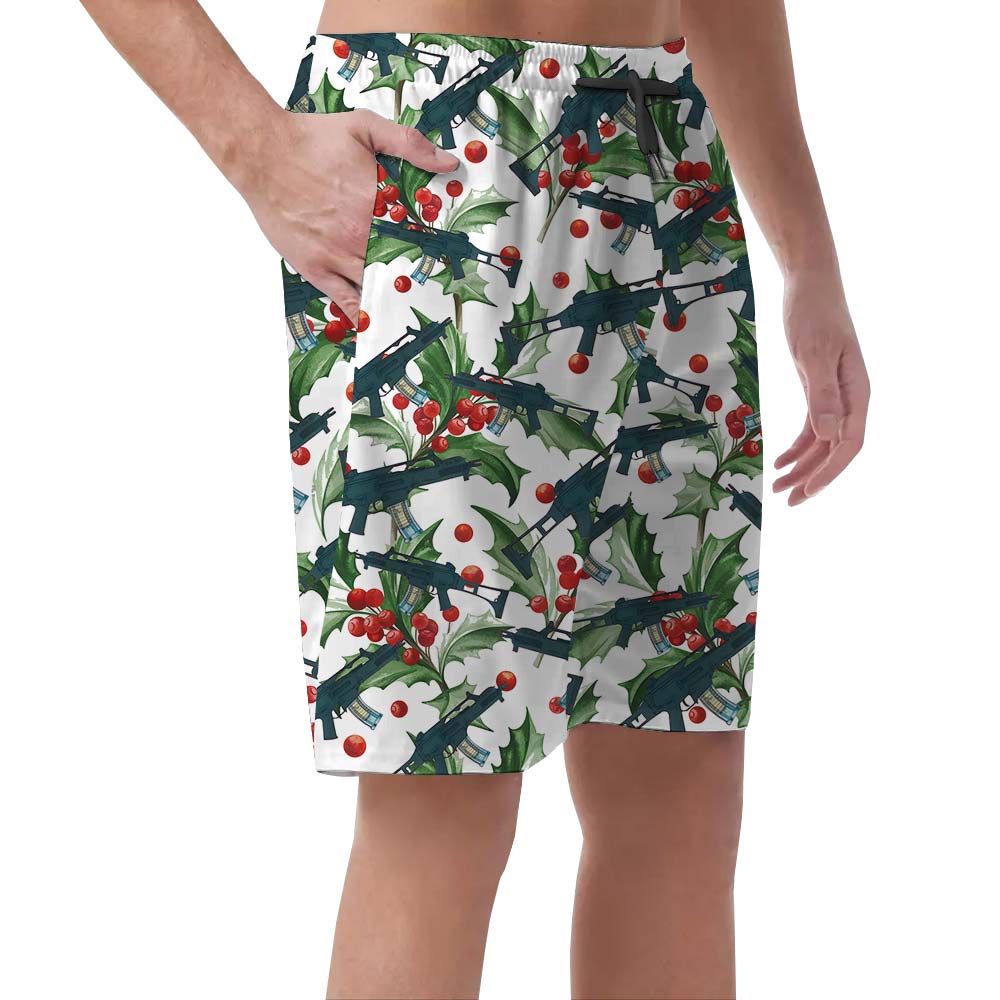 Gun With Christmas Symbol Hawaiian Men's Shorts