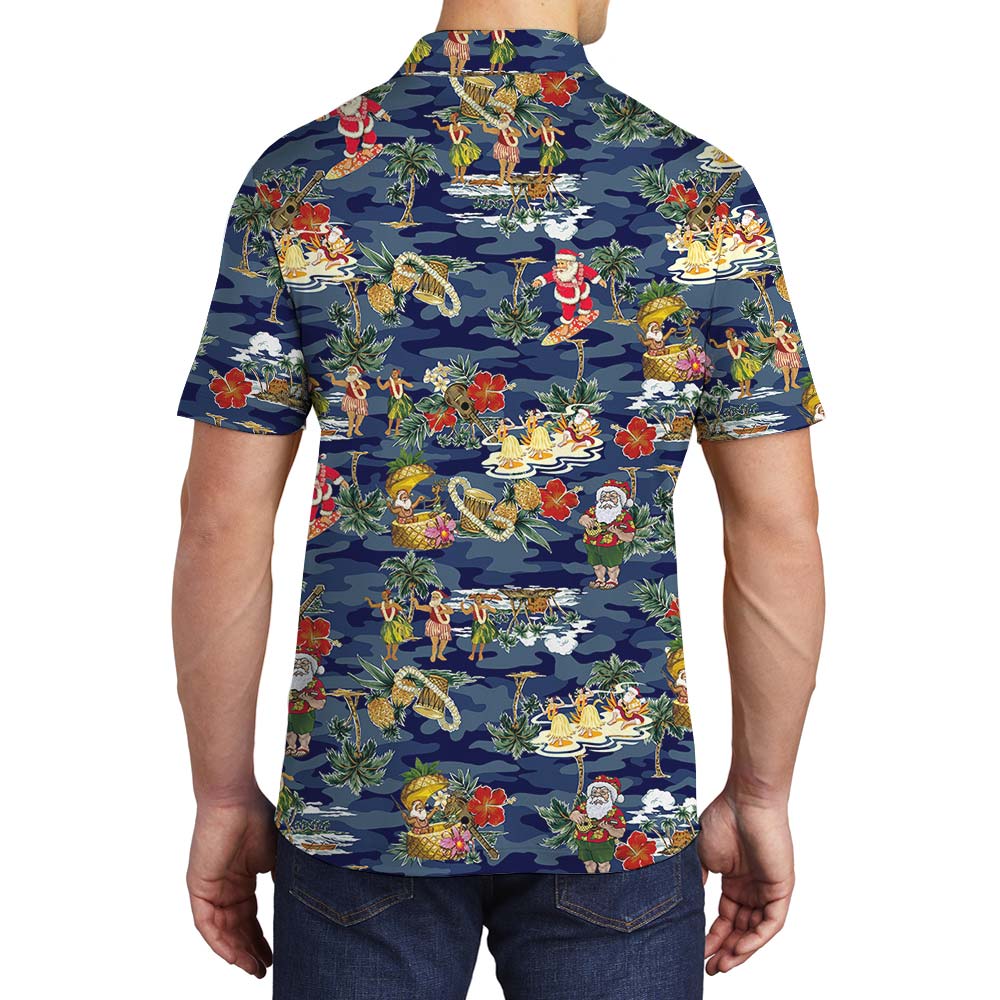 Xmas Santa In Vacation Tropical Men's Polo