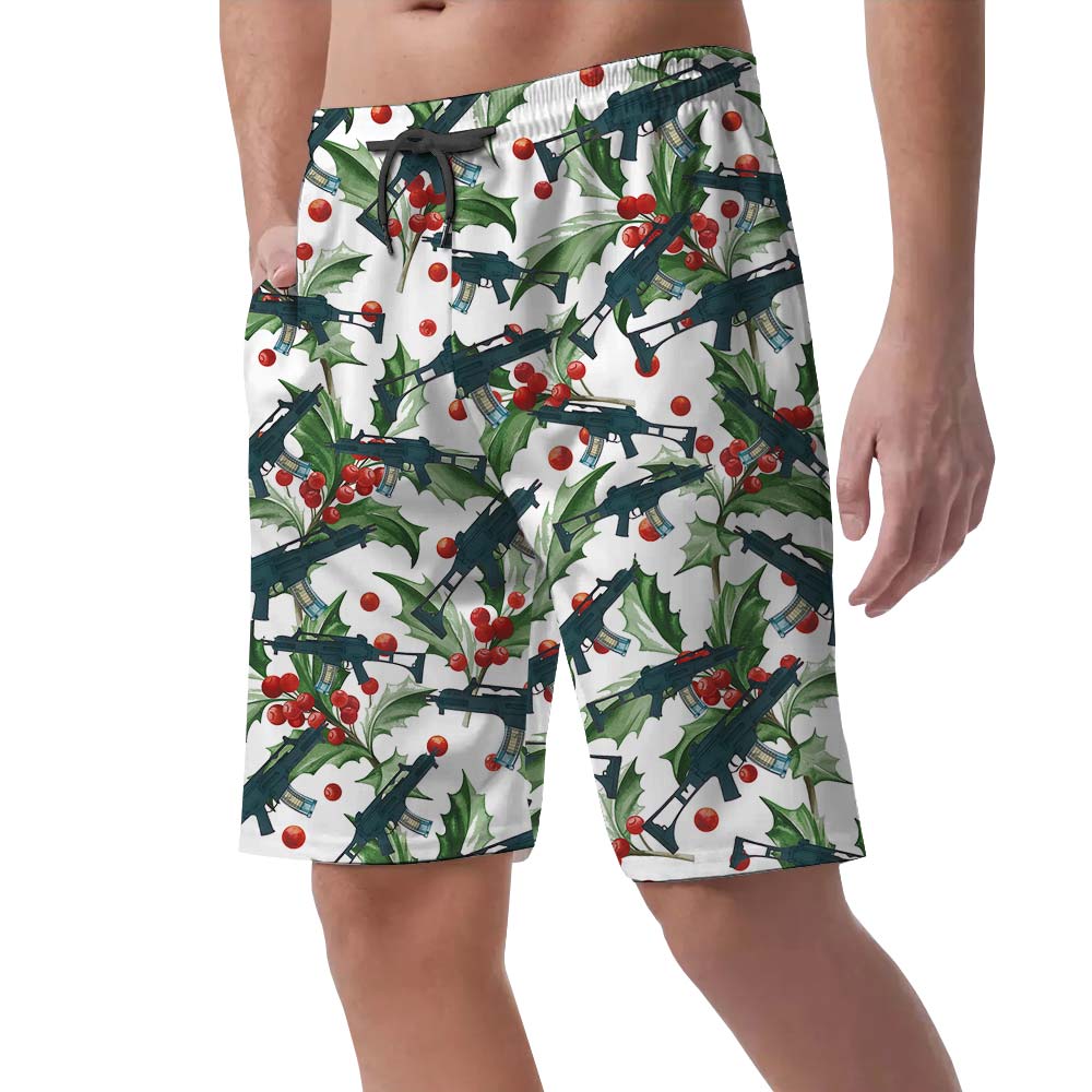 Gun With Christmas Symbol Hawaiian Men's Shorts