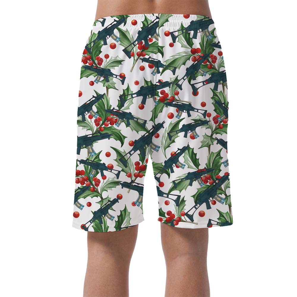 Gun With Christmas Symbol Hawaiian Men's Shorts