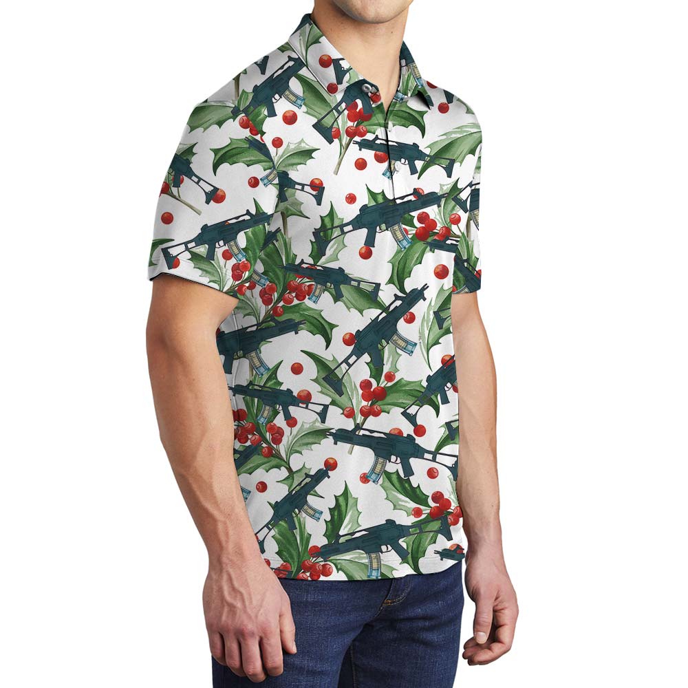 Aloha Men's Polo With Gun Military Pattern