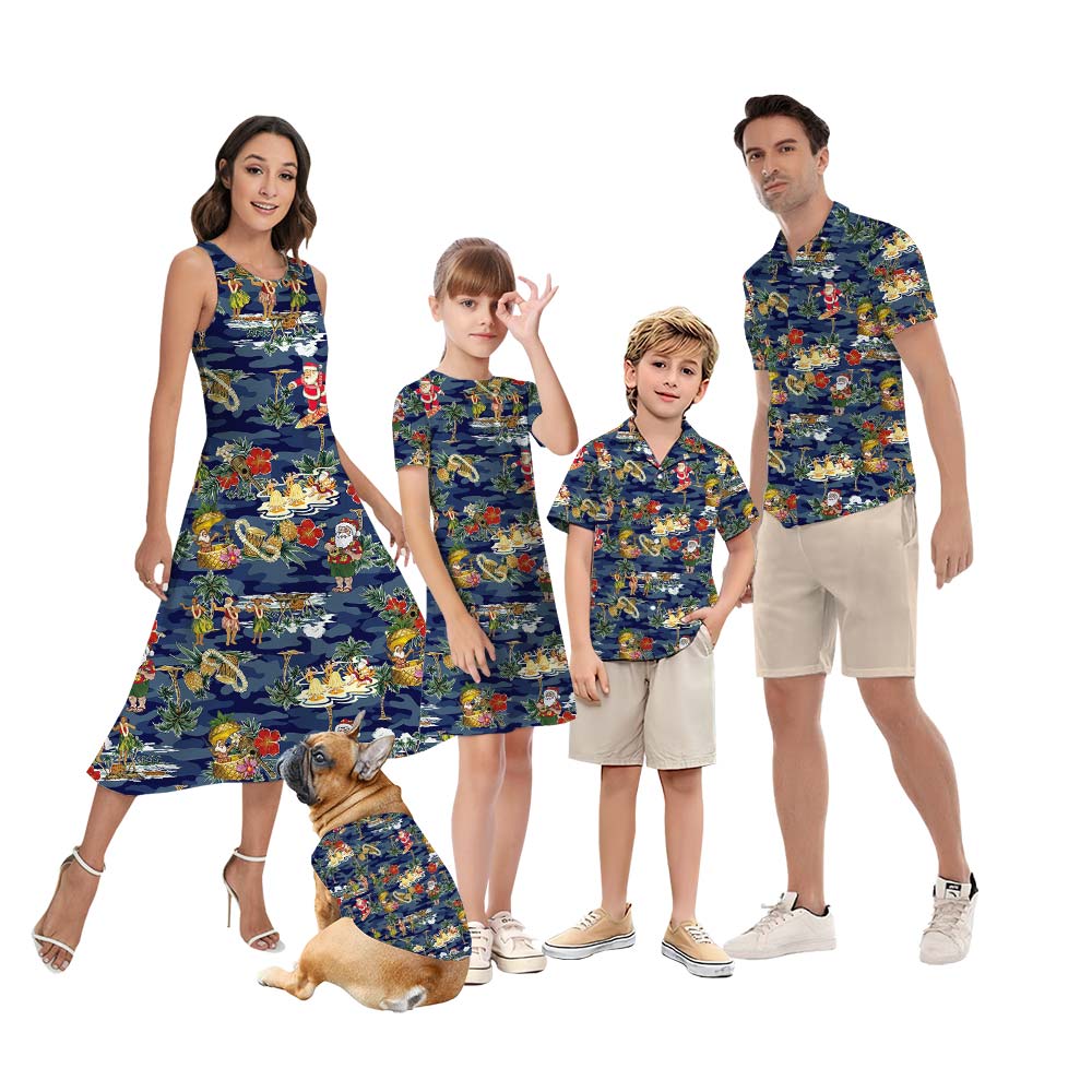 Tropical Matching Santa Family Hawaiian Outfits - variant image 1
