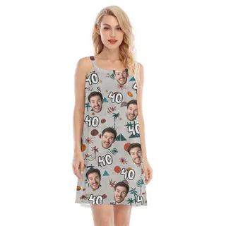 Simple Custom Face and Age Birthday Hawaiian Cami Dress