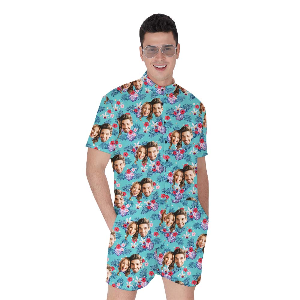 Tropical Custom Couple Faces Romper For Male - variant image 1