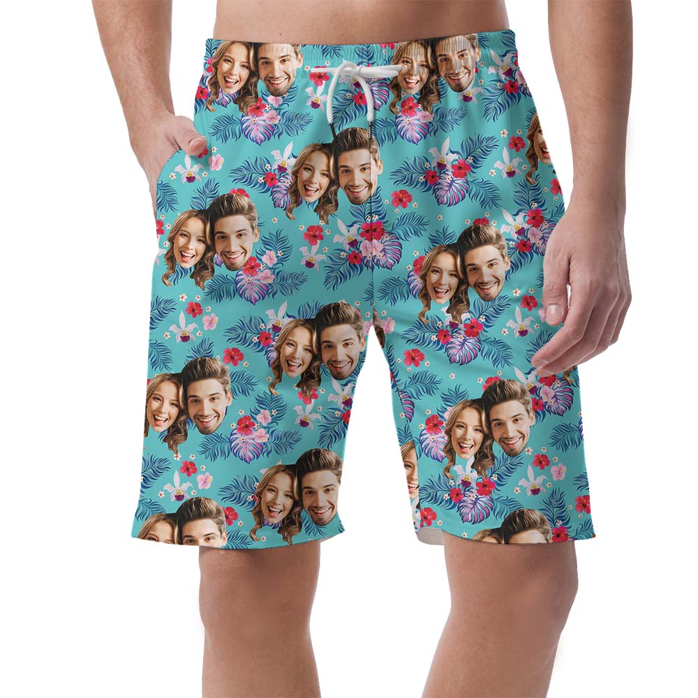 Custom Photo Men's Beach Shorts With Face - variant image 1
