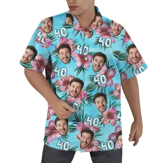 Birthday Hawaiian Men Shirt with Custom Face and Age
