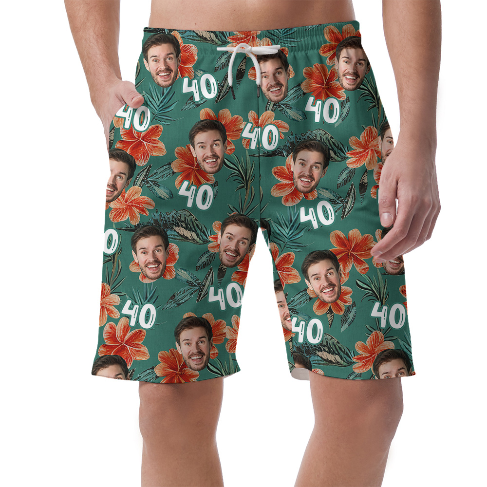 Custom Face and Age Birthday Hawaiian Men Short - variant image 1