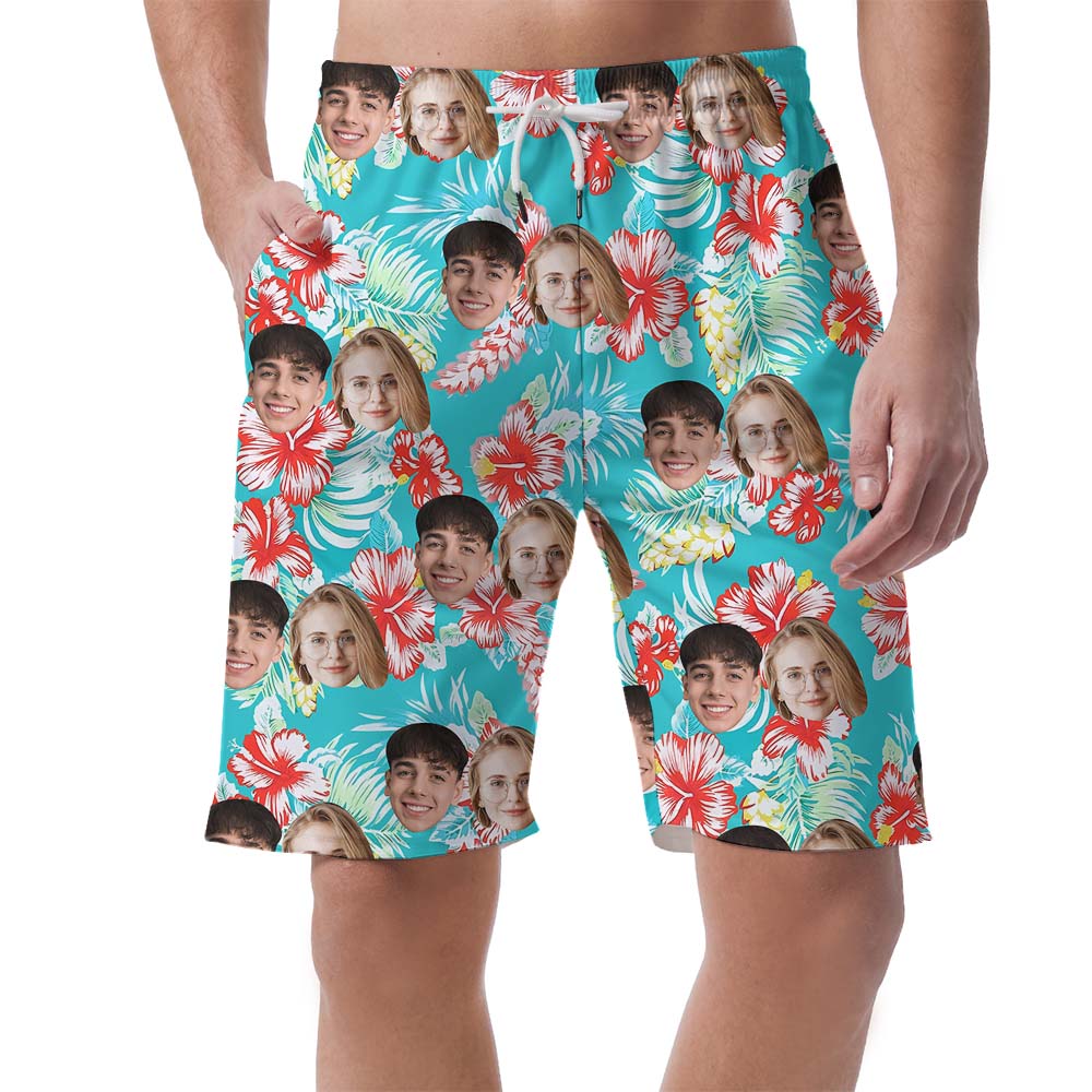 Custom Face Vintage Hawaiian Beach Shorts - variant image 1