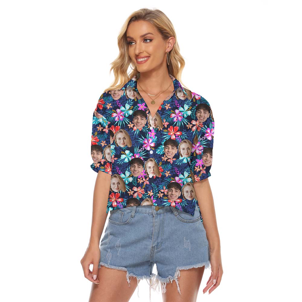 Custom Face On Women's Hawaiian Crop Top - variant image 1